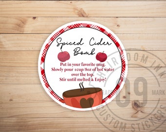 100 Labels | Spiced Apple Cider Bomb Stickers | Cider Labels | Apple Bomb Instructions | 2" Round