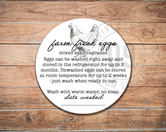 Farm Fresh Egg Handling Labels | Chicken Date Stickers