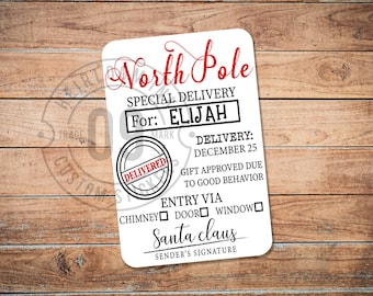 Personalized Christmas Stickers, Gift Labels, North Pole Special Delivery From Santa, Set of 24