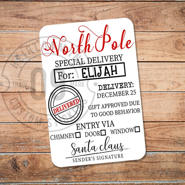 Personalized Christmas Stickers, Gift Labels, North Pole Special Delivery From Santa, Set of 24