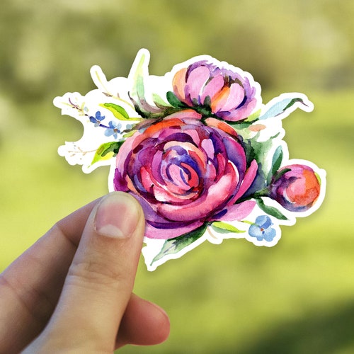 Floral Bouquet Sticker Watercolor Flowers Decal Vinyl - Etsy