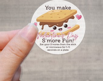 100 Labels - Valentine S'mores Treats Labels - 2" Round