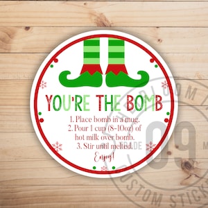 Elf Feet - Christmas - 100 Labels | Hot Chocolate Bomb Stickers | Hot Cocoa Labels | Hot Chocolate Bomb Instructions | 2" Round