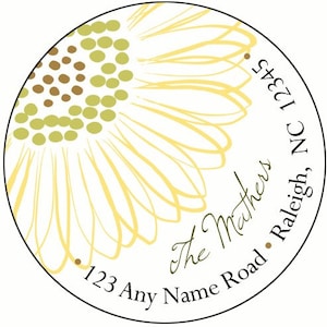 Tournesol personnalisé Stickers | Tournesols étiquettes | Joints | Adresse des étiquettes | 2" rond | Lot de 24