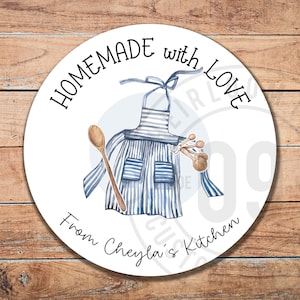 100 Labels PERSONALIZED - From The Kitchen Of... Apron Labels| Baking Labels | 2" Round