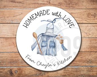 100 Labels PERSONALIZED - From The Kitchen Of... Apron Labels| Baking Labels | 2" Round