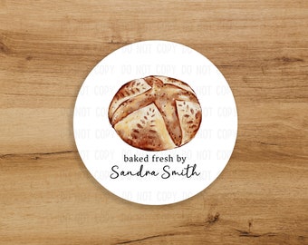 PERSONALIZED - 100 Labels - Homemade Bread | Baked Fresh Labels |Baked With Love Labels | 2" Round
