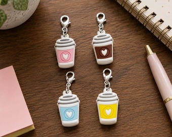 Booktok Coffee Cup Charm: Kindle E-reader Accessory, Purse Keychain Bookish Gift
