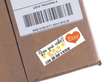 Etsy Review Sticker, Custom Sticker Labels, Etsy Review Reminder Stickers, Product Packaging Supplies, Shipping Supplies | 3x1 | Set of 30