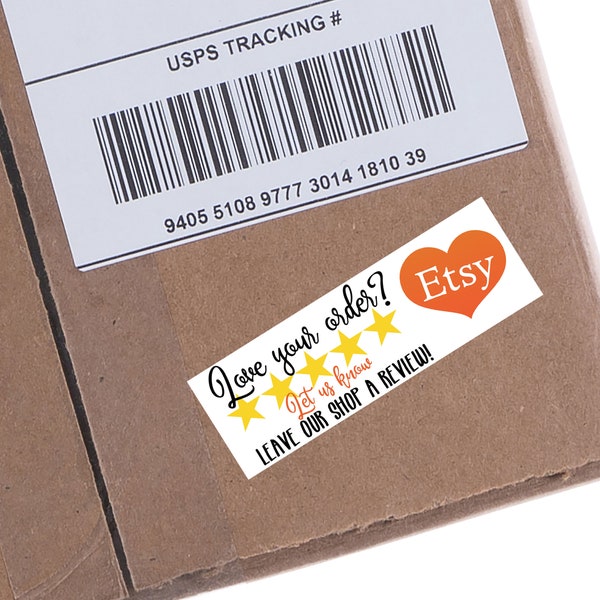 Etsy Review Sticker, Custom Sticker Labels, Etsy Review Reminder Stickers, Product Packaging Supplies, Shipping Supplies | 3x1 | Set of 30