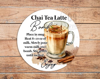 100 Labels - Chai Tea Latte Bomb - Instructions | Packaging Labels | 2" Round