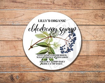 100 Labels PERSONALIZED - Elderberry Syrup Labels | Bakery Labels | Packaging Labels | 2" Round