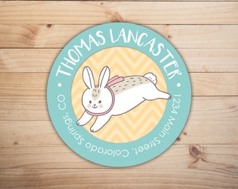 Easter Address Label | Bunny Return Address Labels | Baby Shower Labels | Shower Labels | 2" Round | Set of 24