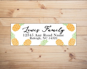 Pineapple Custom Return Address Labels | Bill Pay | Packaging Stickers | Personalized Labels | 3" x 1" | 24 Labels