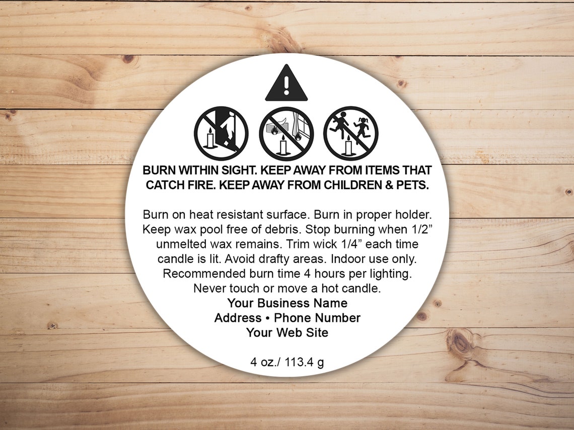Candle Warning Labels Candle Burning Instructions Soy Etsy
