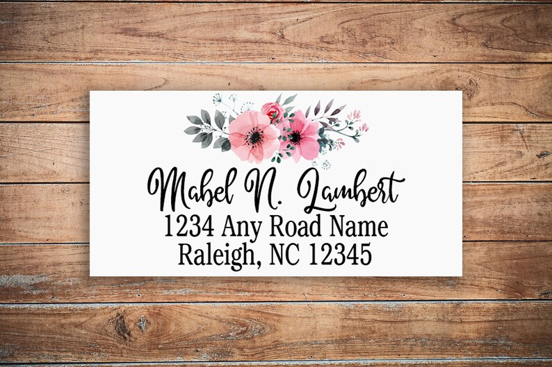 Floral Return Address Label Flower Personalized Address Etsy