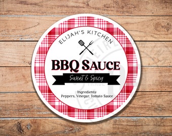 100 Labels PERSONALIZED - Homemade BBQ Sauce Labels | Barbecue Labels | Packaging Labels | 2" Round