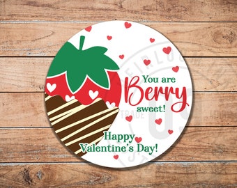 100 Labels Chocolate Covered Strawberries Labels | Valentine Strawberry Stickers | Bakery Labels | Packaging Labels | 2" Round