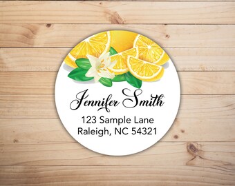 Lemon Personalized Address Labels | Lemon Stickers | Lemon Birthday Seals | Address Labels | 2" Round | Set of 24