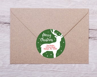 Merry Reindeer Return Address Labels | Christmas Reindeer Stickers | Personalized Address Labels | Mailing Labels