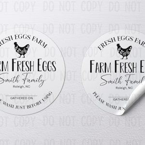 PERSONALIZED Farm Fresh Eggs Labels, 100 Labels