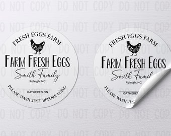 PERSONALIZED Farm Fresh Eggs Labels, 100 Labels