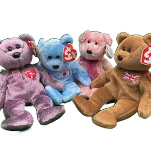 Ty Beanie Baby Bear Bundle International Beanbag Plush Stuffed Animal Toys Y2K