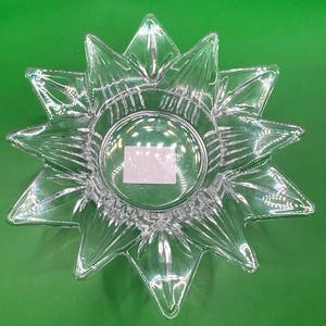 Mikasa Starmist Crystal Glass Pillar Candle Dish Holder Starburst Home Décor