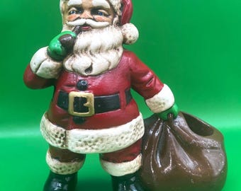 VTG Keramik Santa Taper Kerzenhalter Mid Century Weihnachten Urlaub Figur
