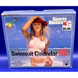 Sports Illustrated 2000 Calendário de maiô Cavalete Suporte Mesa de escritório Colecionável