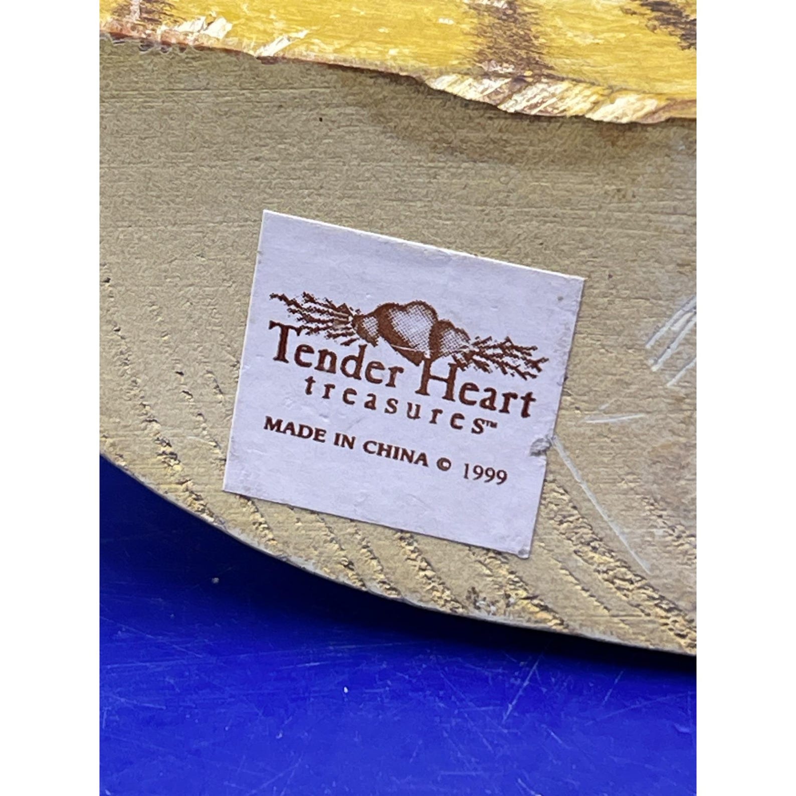 Tender Heart Treasures Cat Figure Wood Carved Folk Art Orange Tabby