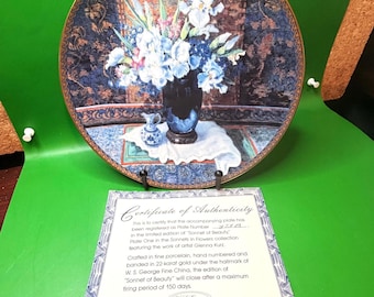 W.S. George Glenna Kurz Sonnet of Beauty Plate 1992 COA 22K Gold Trim Limited Ed