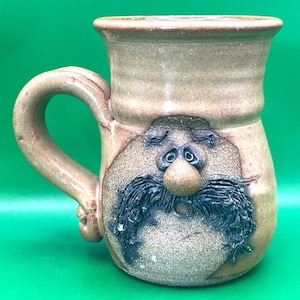 Vintage Peter Petrie Ugly Face Brown Foothills Pottery Coffee Mug 3D 1980 Marked