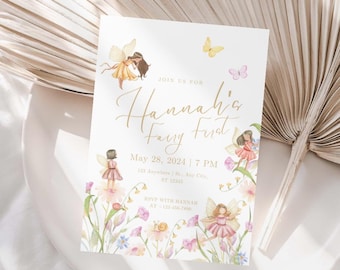 Fairy First Birthday Invitation – Birthday Party Printable for Girls
