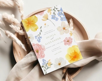 Floral Wedding Invitation: Elegant Watercolor Evite (Digital Download)