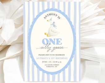 One Silly Goose Birthday Invitation, First Birthday Printable (Digital)