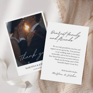 Cartão de agradecimento de casamento minimalista | Cartão de agradecimento de casamento moderno | Cartão de foto de casamento | Cartão de agradecimento de casamento simples
