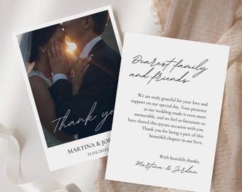 Minimalist Wedding Thank You Card: Photo Template (Digital Download)