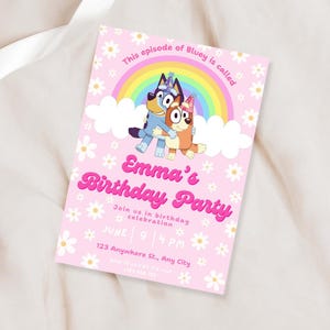 Bluey and Bingo Birthday Invitation | Girl’s Birthday Party Invite | Instant Download Digital Invitation