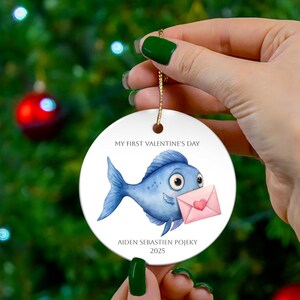 Valentine Fish Personalized Ornament, Baby First Trip Ornament, Custom Ornament, Christmas Tree Decor, Personalized Gift