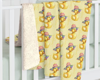 Mädchen Ente Personalisierbare Decke, Kinderzimmer Dekor, Baby-Dusche-Geschenk, Geburtstagsgeschenk, kundenspezifische Baby-Decke, personalisierte Decke