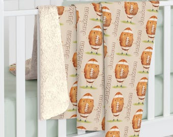 Fußball personalisierbare Decke, Kinderzimmer Dekor, Baby-Dusche-Geschenk, Geburtstagsgeschenk, kundenspezifische Baby-Decke, personalisierte Decke