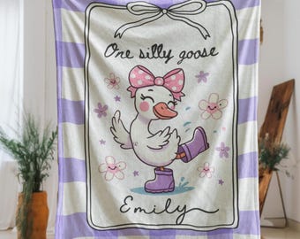 Silly Goose Custom Name Blanket, Goose Baby Blanket Girl with Name  Goose Blanket, Silly Goose Gift, Nursery Goose Theme, Goose girl Blanket