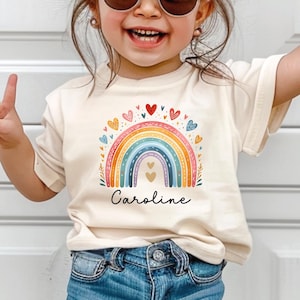 Personalized Girls Rainbow Name Shirt, Custom name Toddler Tee, Rainbow Girls Shirt,Name Shirt for toddler, Kids Birthday Gift For Girls