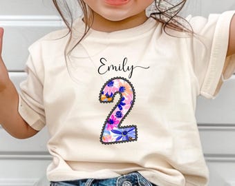 Personalized Girls Two Birthday, girls Two birthday shirt, floral 2nd Birthday Shirt, Two Year Old Tee, Girls Custom 2nd Birthday Shirt,Gift