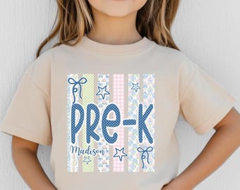 Personalized Pre-K Back to School Shirt for Girls, Custom Name First Day of PreK Outfit, Cute Kids School Shirt, Girls  Pre-K Back To School