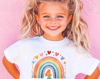 Personalized Girls Four Birthday, girls fourth birthday shirt, floral 4th Birthday Shirt, four Year Old Tee, Girls Custom 4th Birthday Shir
