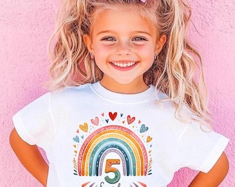 Personalized Girls Fifth Birthday, girls fifth birthday shirt, floral 5th Birthday Shirt, Five Year Old Tee, Girls Custom 5th Birthday Shirt