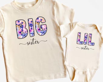 Matching Big And Little Sister Shirts, Toddler And Baby Sibling Outfits, Pregnancy Reveal Tee, Cute Sister Gift,New Baby Announcement Outfit