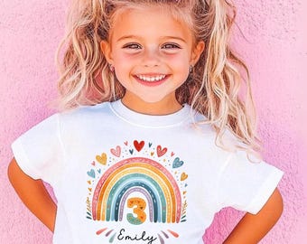 Personalized Girls three Birthday, girls three birthday shirt, floral 3rd Birthday Shirt, threeYear Old Tee, Girls Custom 3rd Birthday Shirt